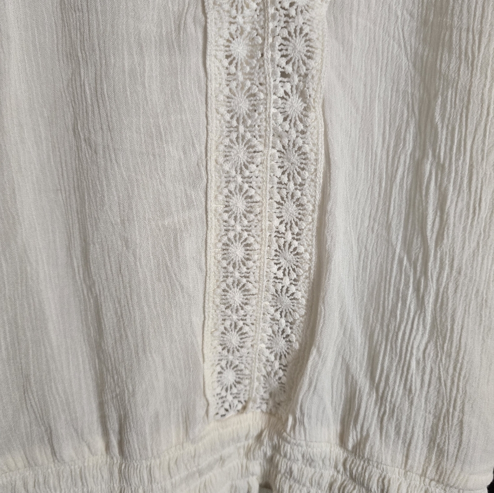 Selfie White Lace Trim Women's Peasant Top Small - Picture 7 of 7